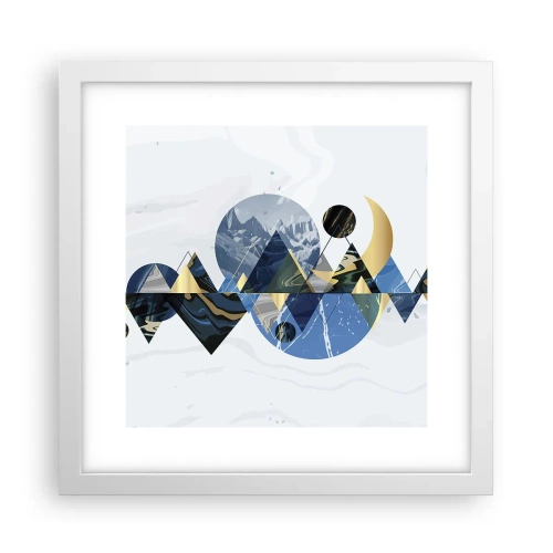 Pôster em moldura branca - Paisagem geométrica - 30x30 cm