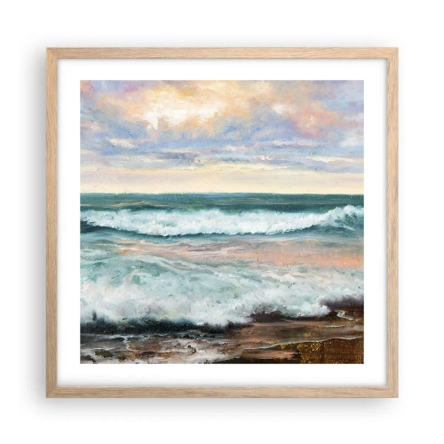 Pôster com moldura de carvalho claro - Aqui suavizas a alma - 50x50 cm