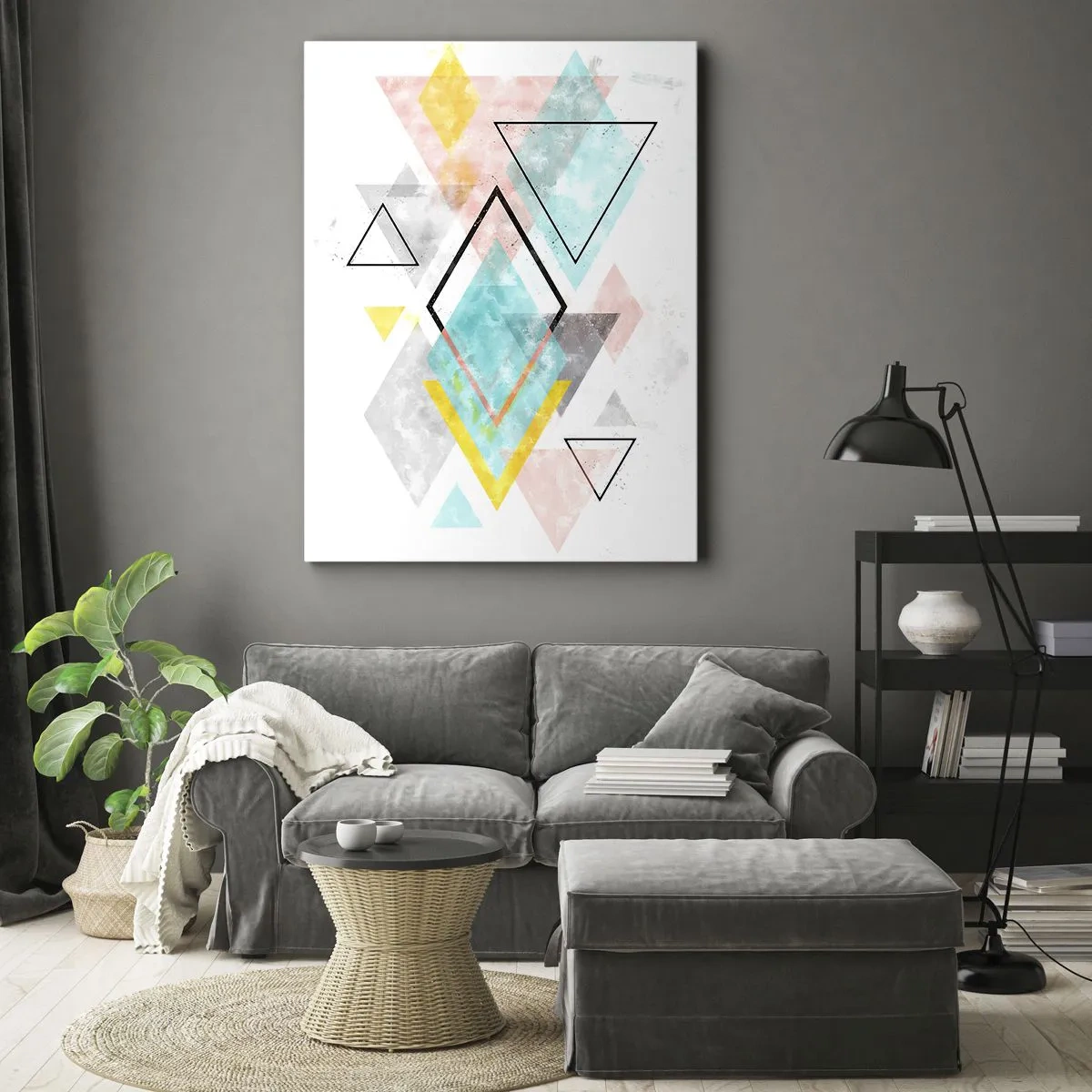 Quadro em tela - Jogo geométrico - 50x70 cm