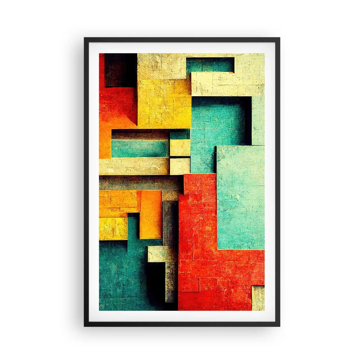 Pôster com moldura preta - Festival de ângulos vivos - 61x91 cm
