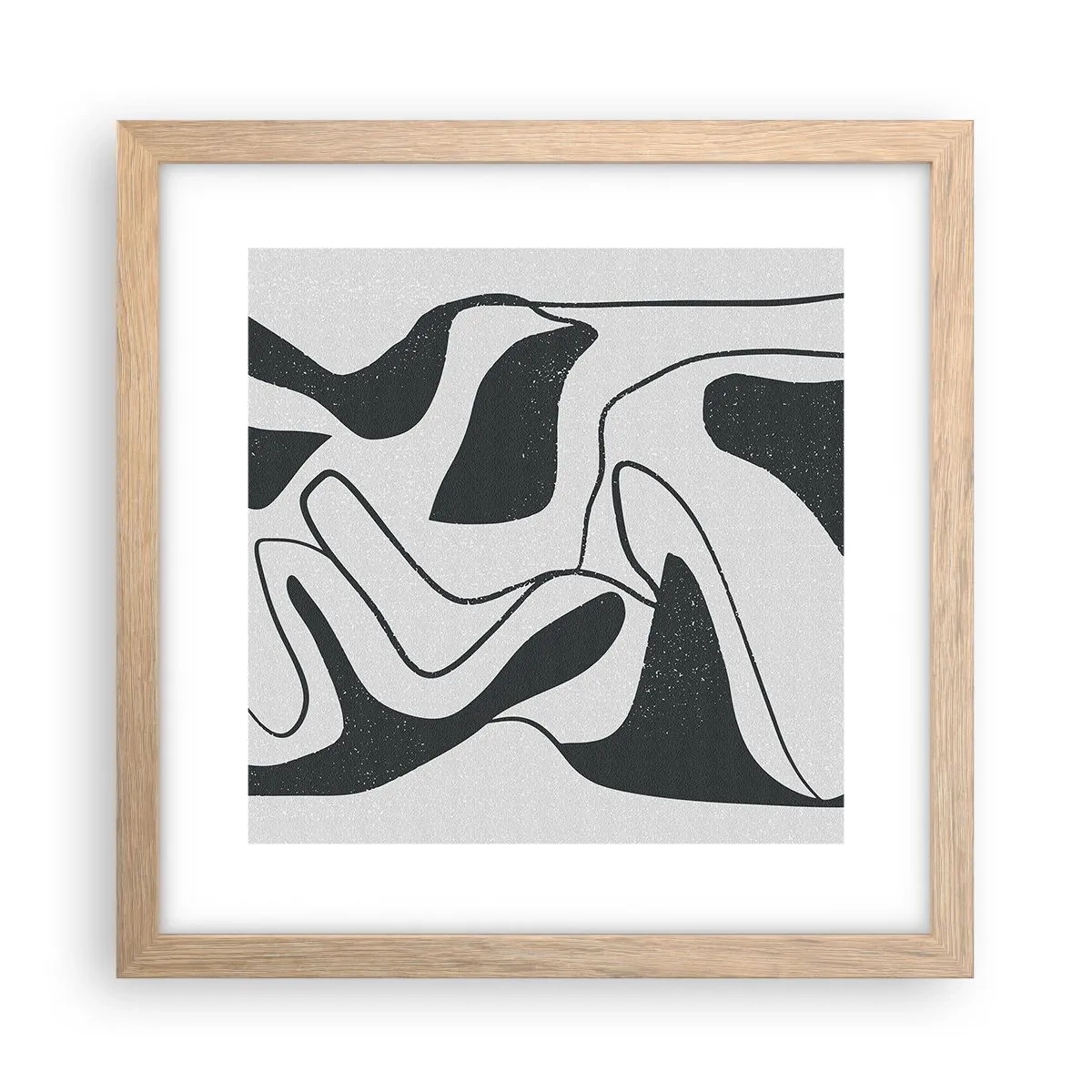 Pôster com moldura de carvalho claro - Labirinto abstrato divertido - 30x30 cm