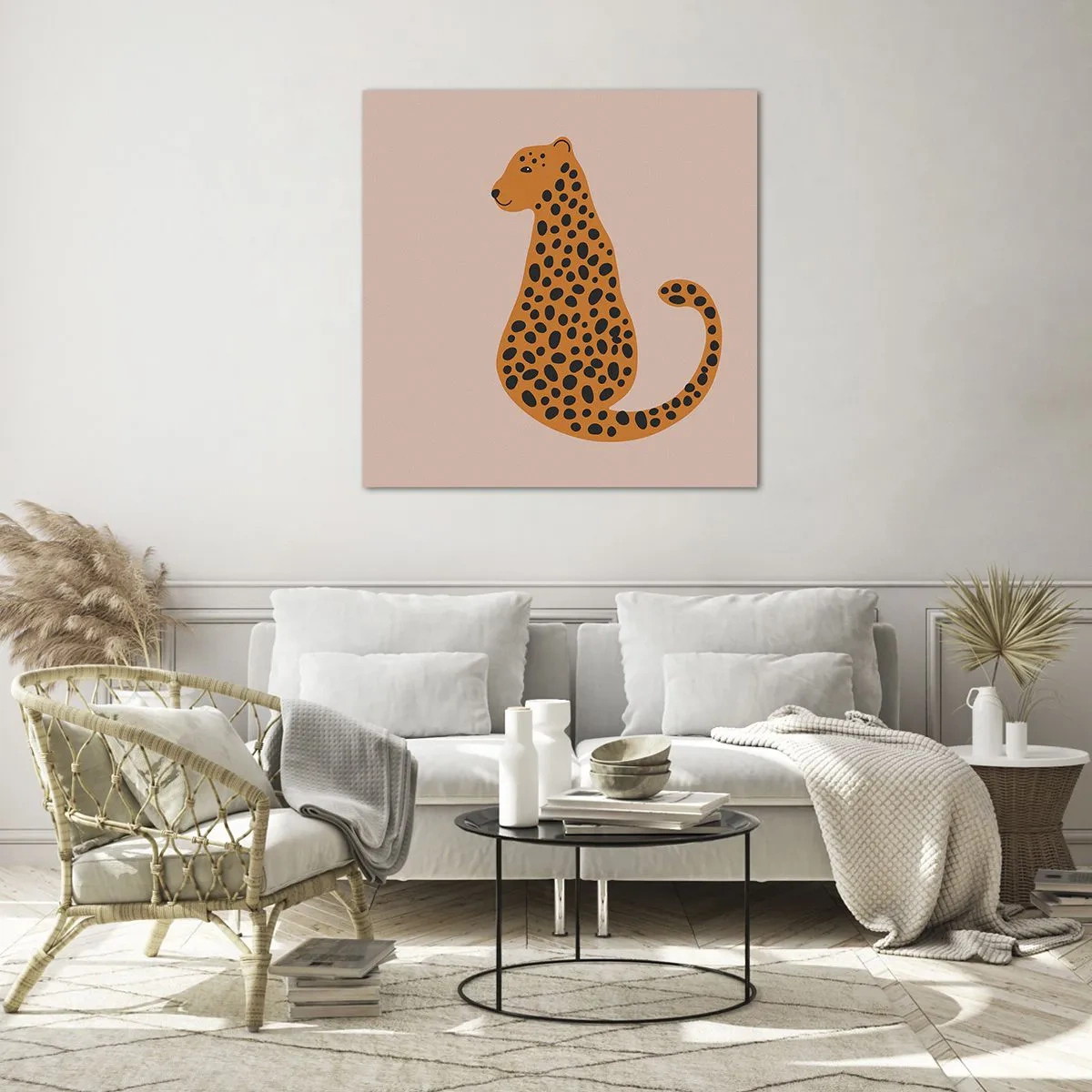 Quadro em vidro - A estampa de leopardo está na moda - 60x60 cm