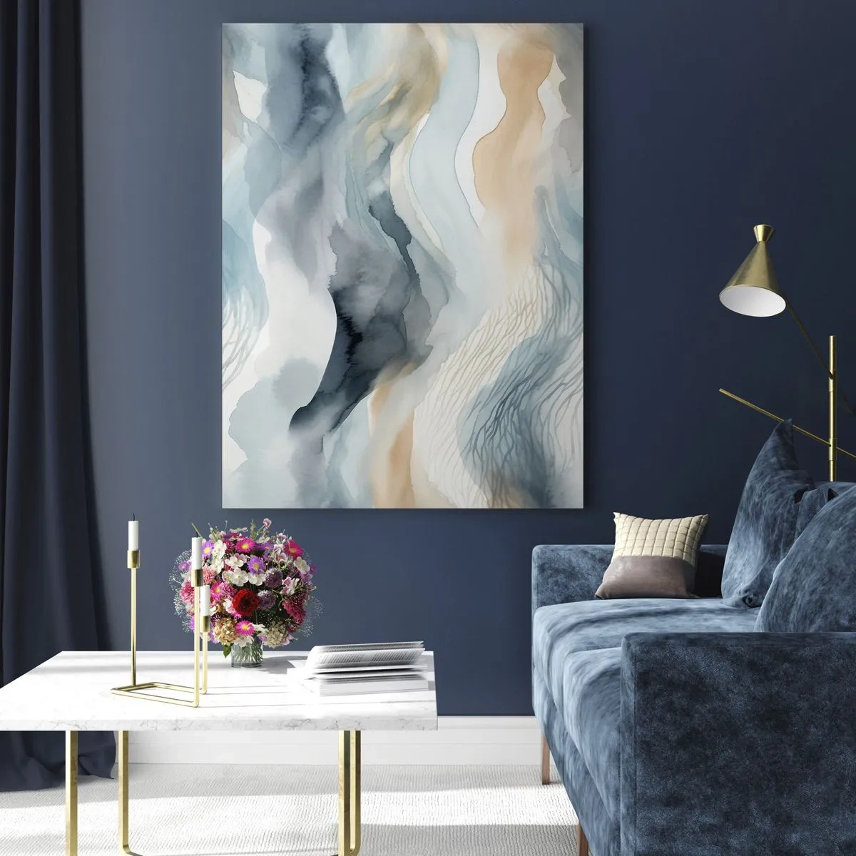 Quadro em vidro - Abstração nevada e nebulosa - 80x120 cm