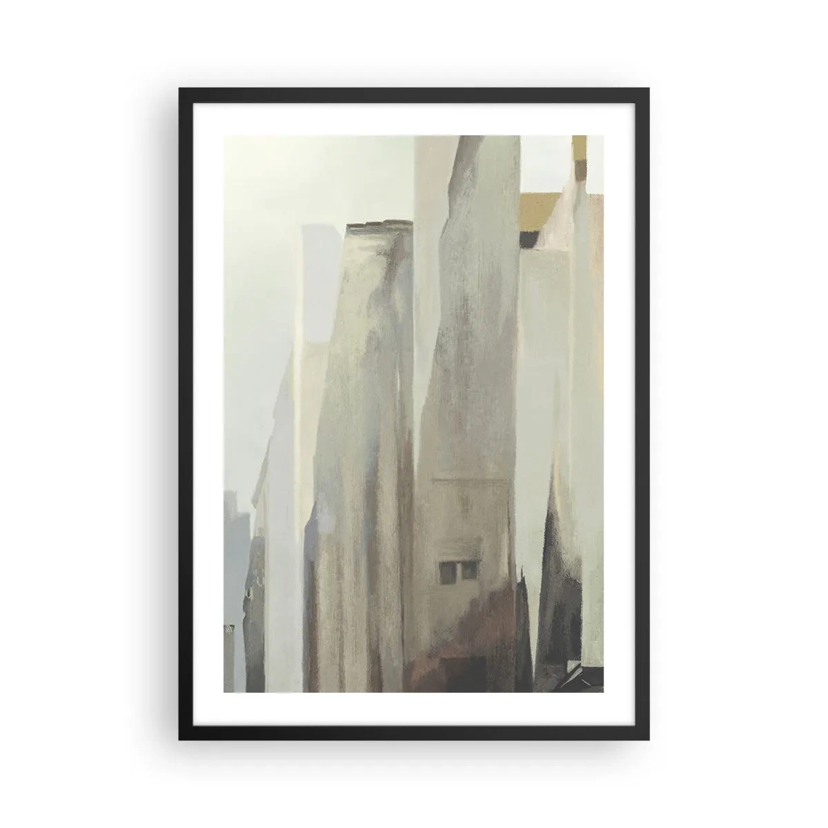 Pôster com moldura preta - Arquitetura abstrata em cores suaves - 50x70cm - Sonho com a cidade - Decoração de parede moderna para a sala de estar e quarto ARTTOR