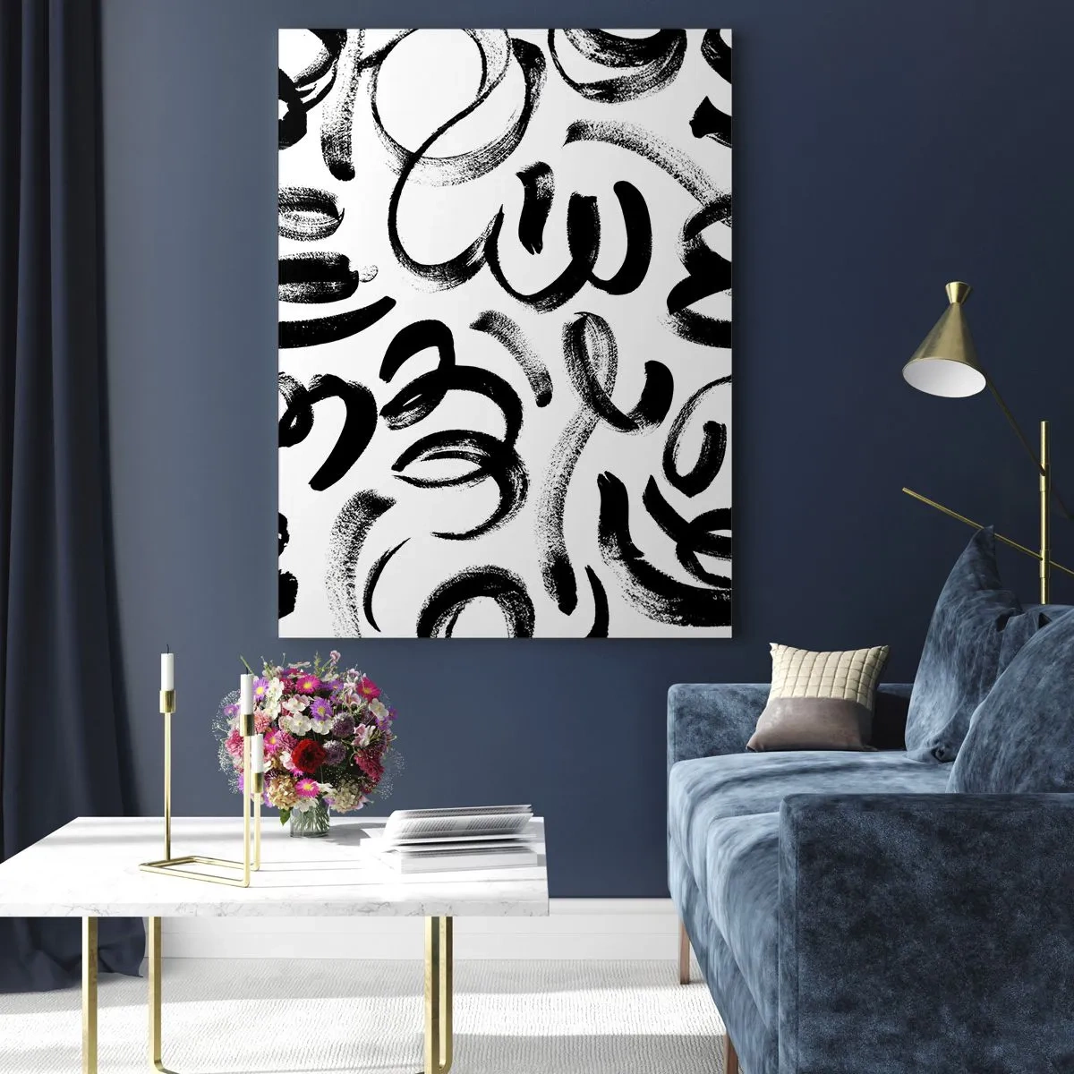 Quadro em vidro - Preto sobre branco - 50x70 cm