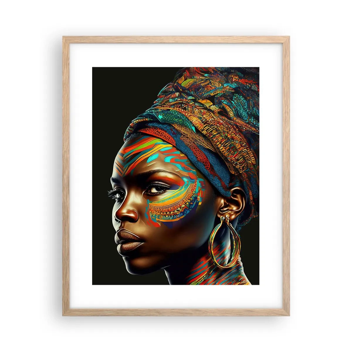 Pôster com moldura de carvalho claro - Rainha africana - 40x50 cm