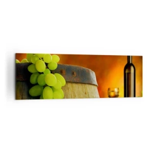 Quadro em tela - Natureza morta com uma garrafa de vinho e um cacho de uvas - 160x50 cm