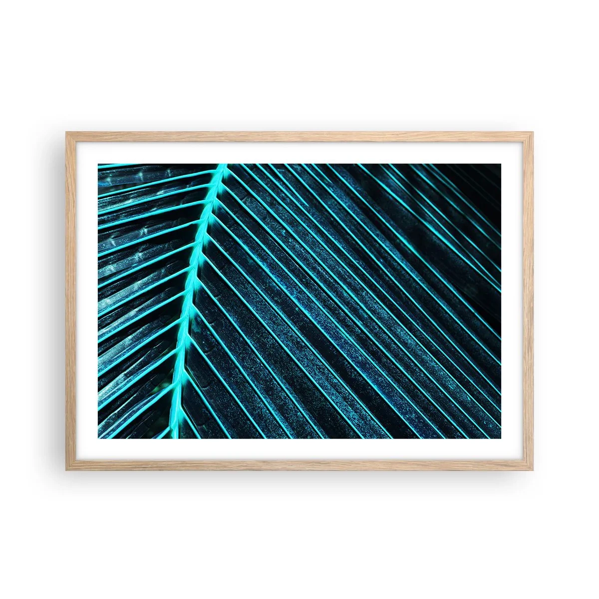 Pôster com moldura de carvalho claro - Textura verde - 70x50 cm