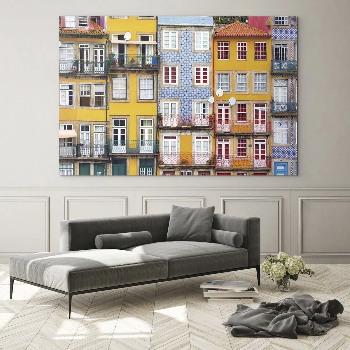 Quadro em vidro - Cores da cidade velha - 100x70 cm