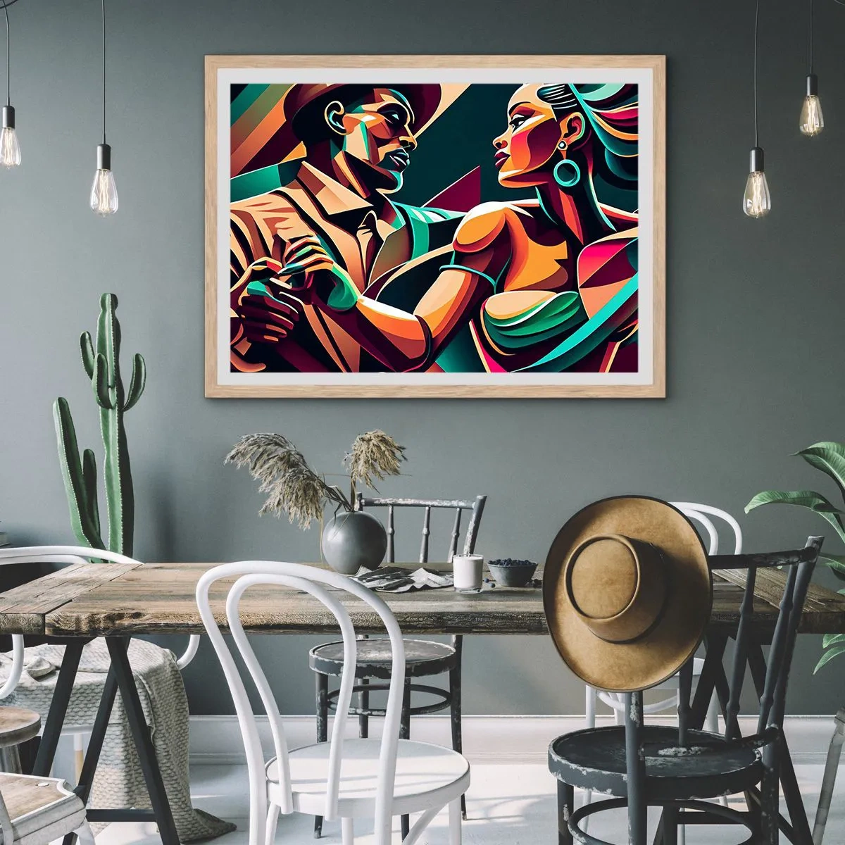 Pôster com moldura de carvalho claro - No ritmo do coração - 100x70 cm