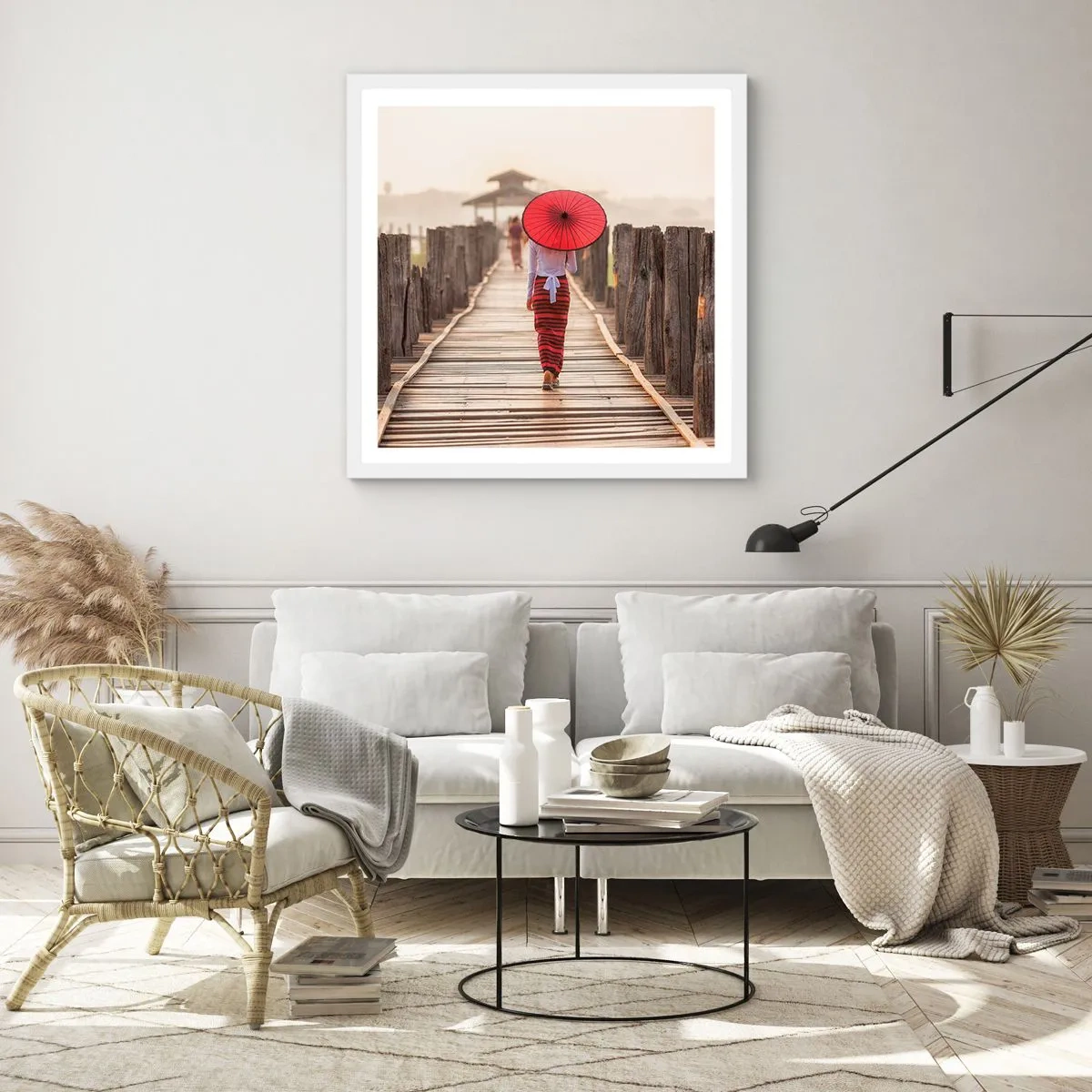 Pôster em moldura branca - Na ponte velha - 50x50 cm