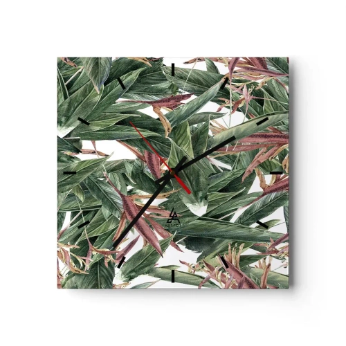 Relógio de parede - Relógio em vidro - Matagal esmeralda-lilás - 30x30 cm