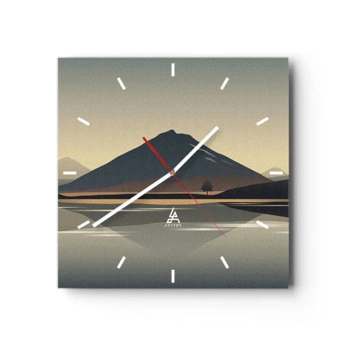 Relógio de parede - Relógio em vidro - Reflexo de espelho - 40x40 cm