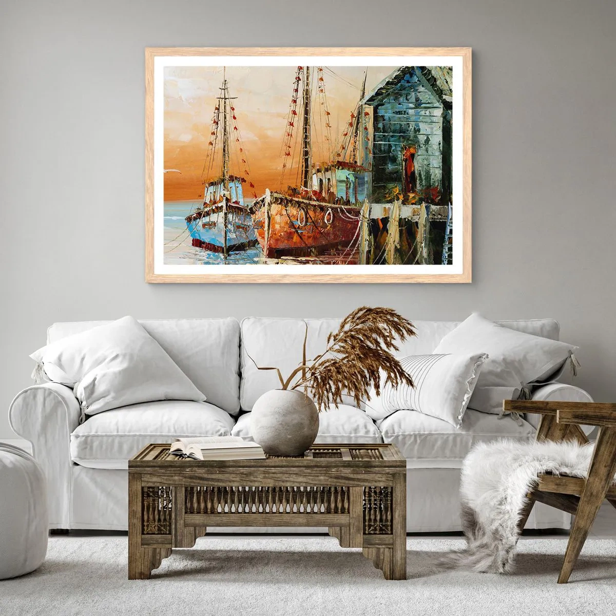 Pôster com moldura de carvalho claro - Um regresso tranquilo - 100x70 cm