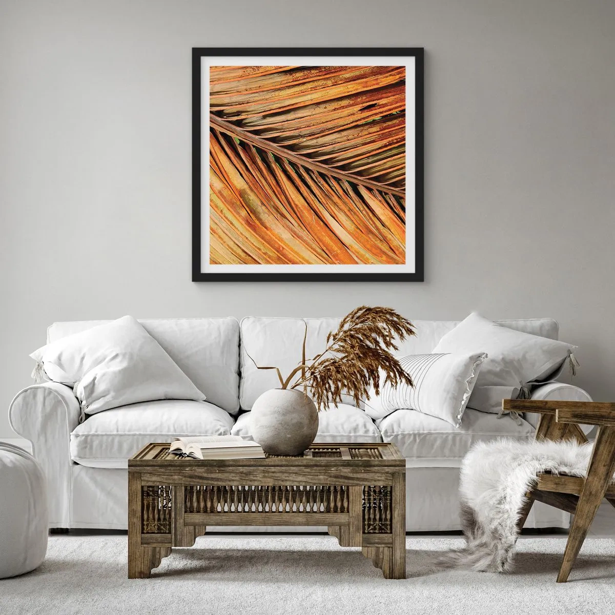 Pôster com moldura preta - Ouro de coco - 40x40 cm