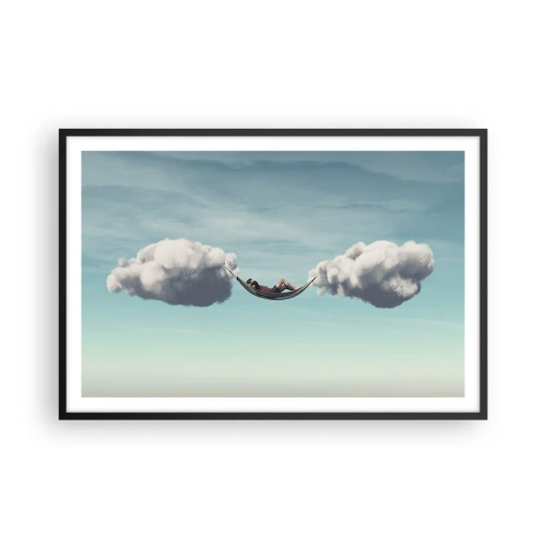 Pôster com moldura preta - A felicidade do momento - 91x61 cm