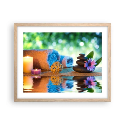 Pôster com moldura de carvalho claro - Tempo para o corpo - 50x40 cm