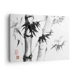 Quadro em tela - Bambu em aquarela de estilo japonês sobre fundo branco - 70x50cm - Foco no Oriente - Decoração de parede moderna para a sala de estar e quarto ARTTOR