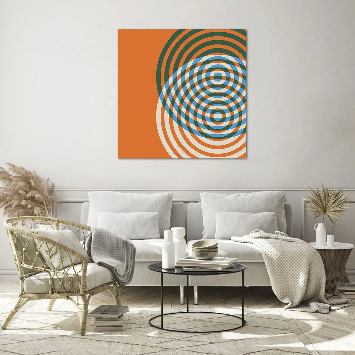 Quadro em vidro - Variação circular abstrata - 40x40 cm