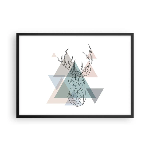 Pôster com moldura preta - Numa floresta geométrica - 70x50 cm
