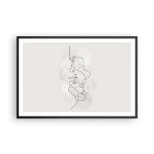 Pôster com moldura preta - Emaranhados num abraço - 91x61 cm