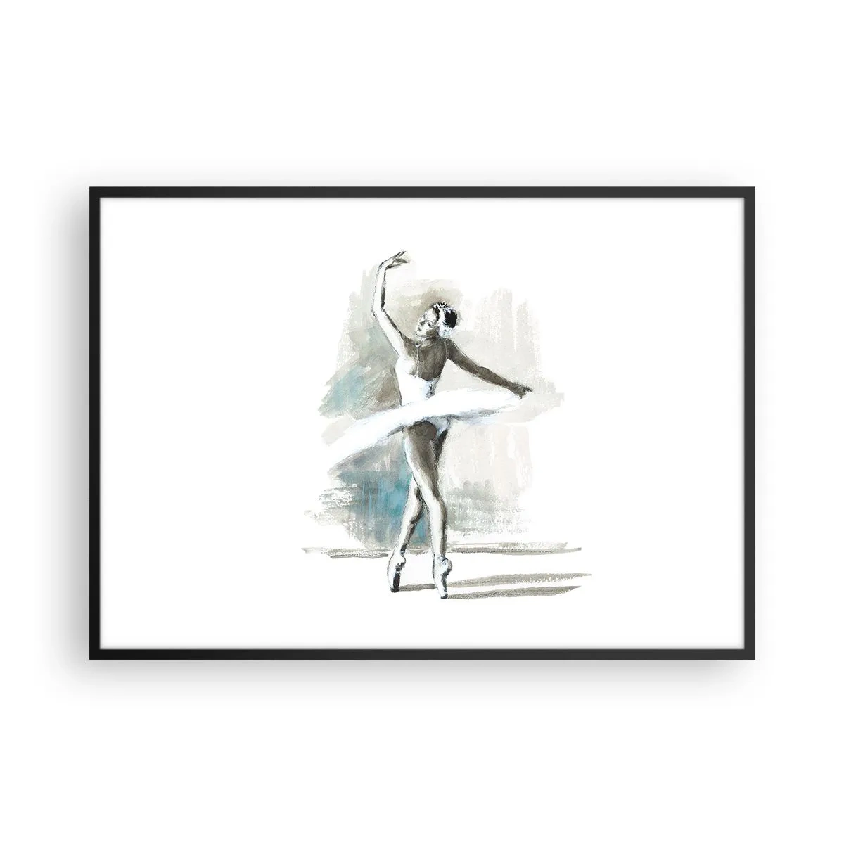 Pôster com moldura preta - Encantada num cisne - 100x70 cm