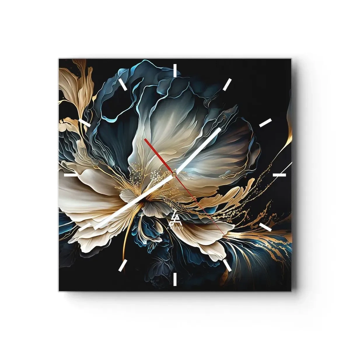 Relógio de parede - Relógio em vidro - Flor de samambaia de conto de fadas - 40x40 cm