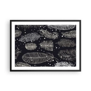 Pôster com moldura preta - Rendas de penas - 70x50 cm