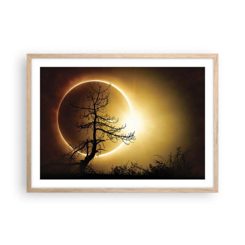 Pôster com moldura de carvalho claro - Eclipse total - 70x50 cm