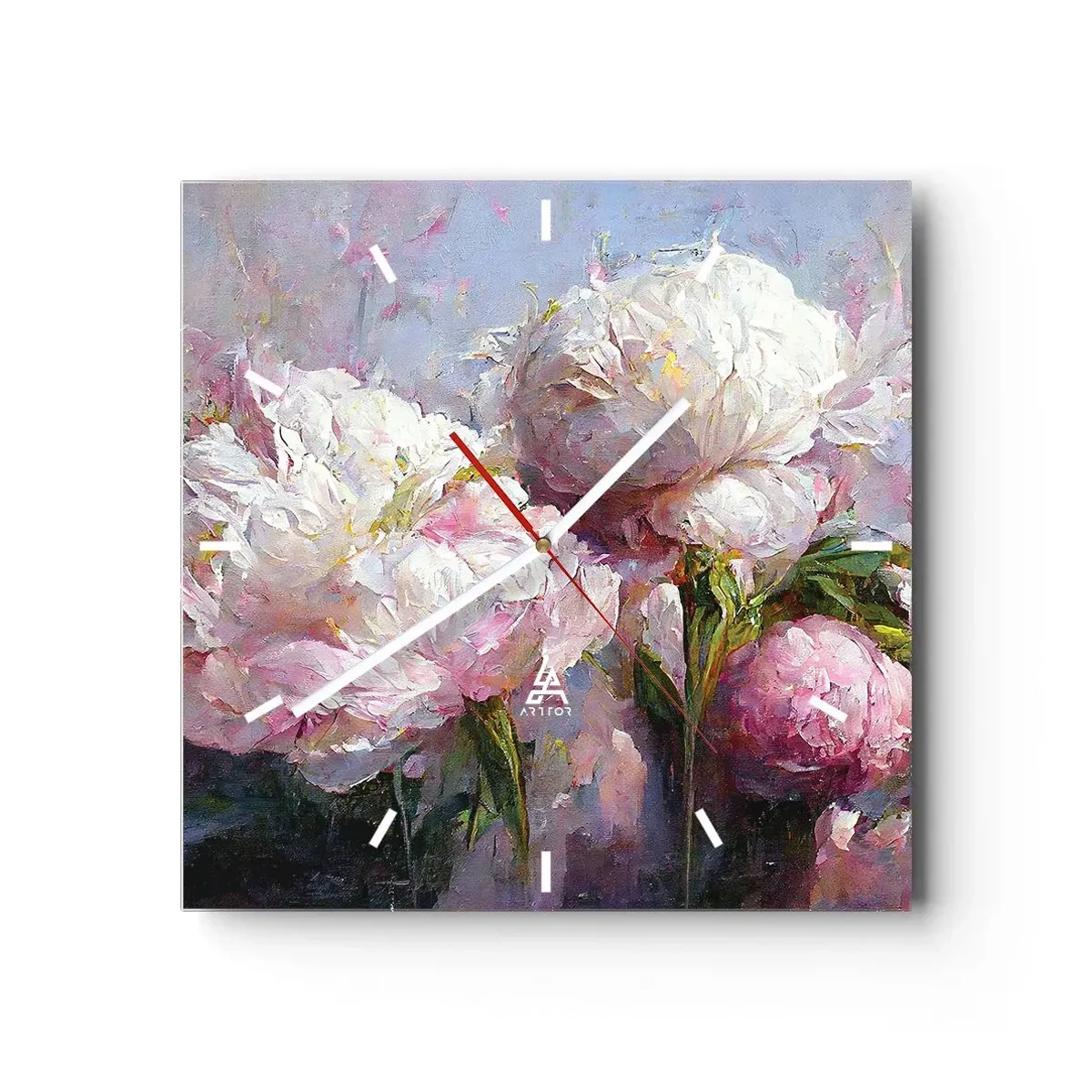 Relógio de parede - Relógio em vidro - Um buquê cheio de vida - 40x40 cm