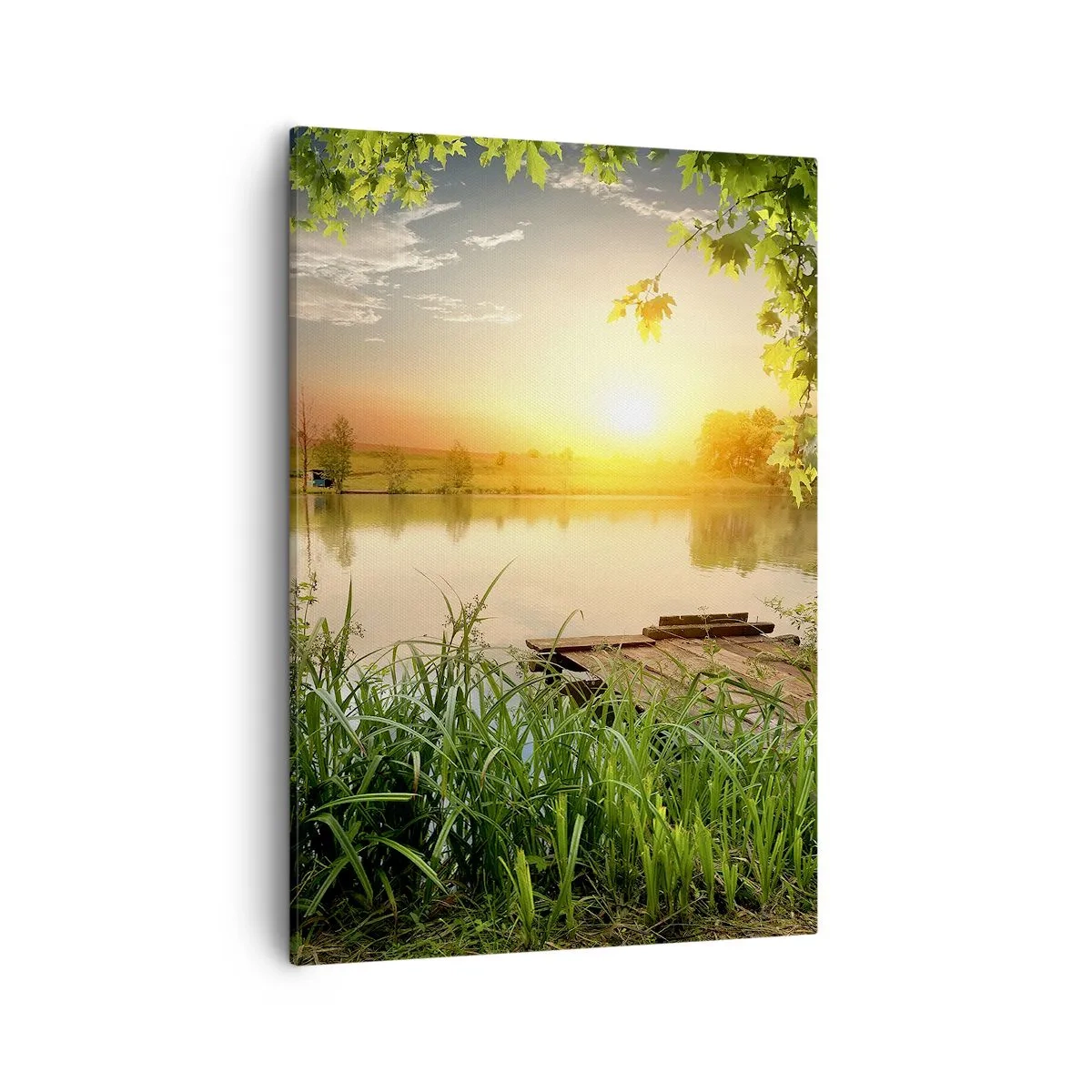 Quadro em tela - Paisagem em uma moldura verde - 50x70 cm
