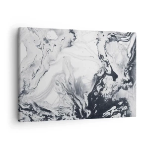 Quadro em tela - Padrão abstrato monocromático com efeito mármore - 70x50cm - O Interior da Terra - Decoração de parede moderna para a sala de estar e quarto ARTTOR
