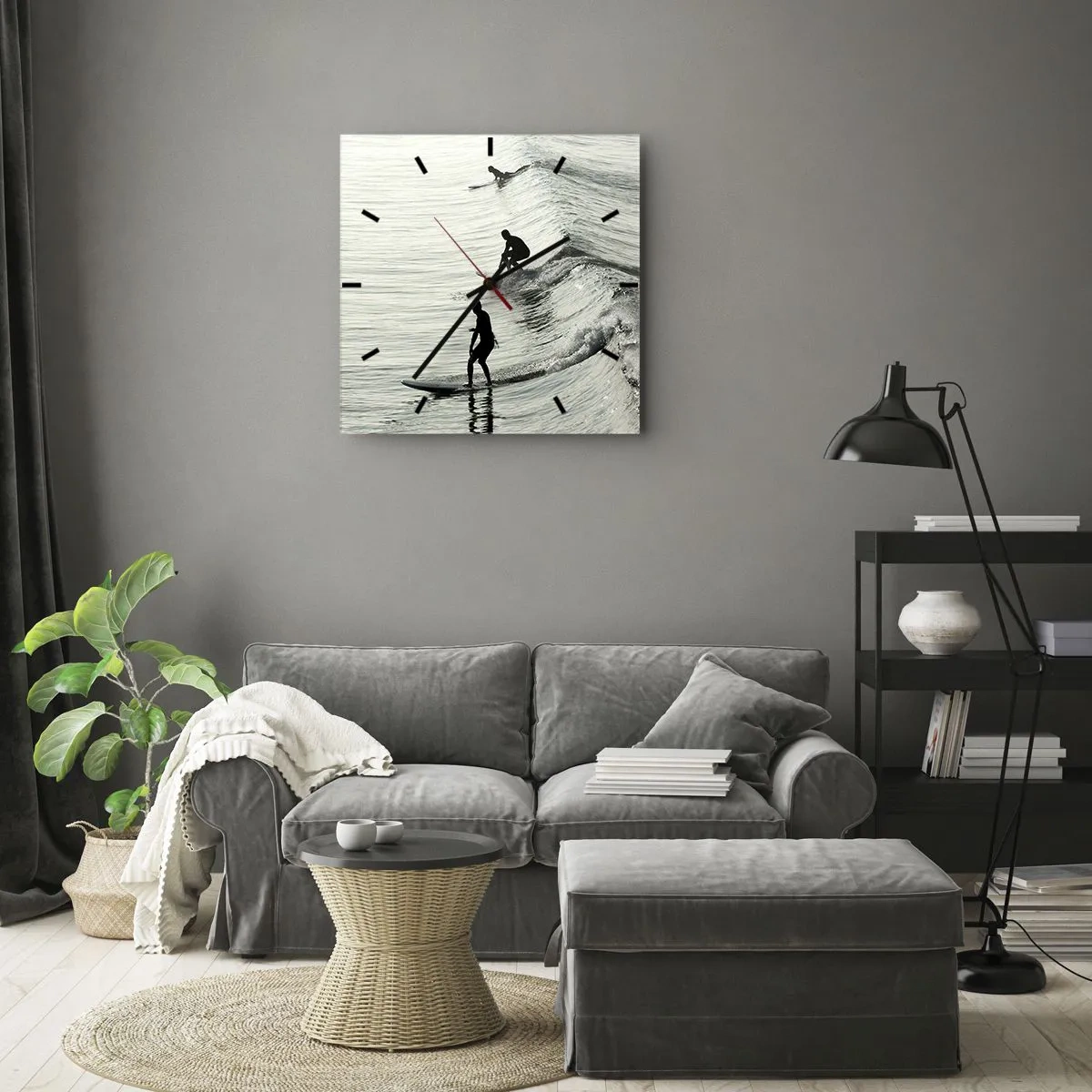 Relógio de parede - Relógio em vidro - Para conhecer a onda - 40x40 cm