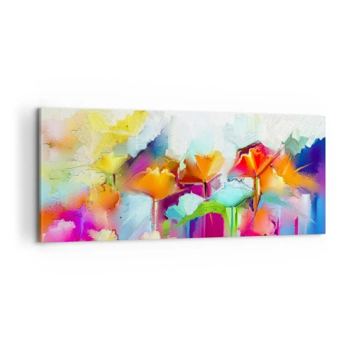 Quadro em tela - O arco-íris floresceu - 100x40 cm