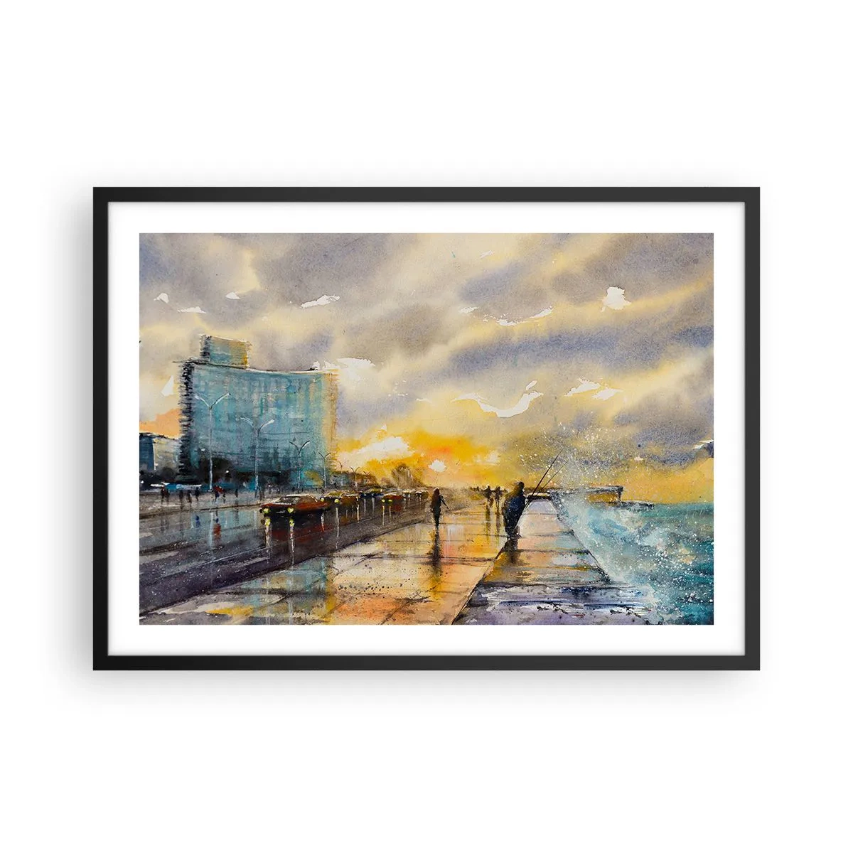 Pôster com moldura preta - A vida na costa - 70x50 cm