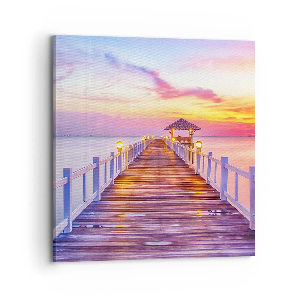 Quadro em tela - O silêncio lilás-dourado da noite - 70x70 cm