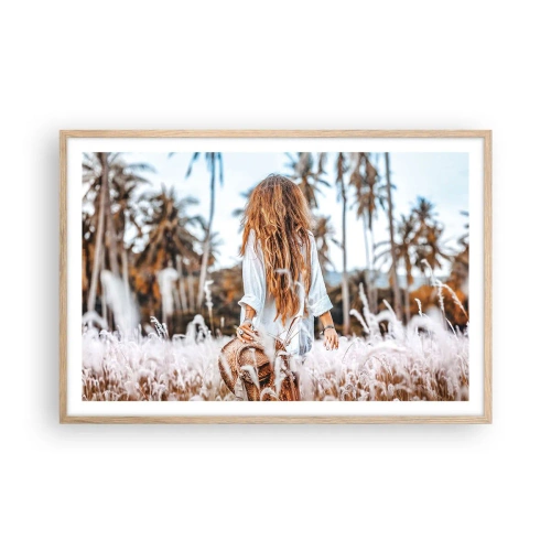 Pôster com moldura de carvalho claro - Nascida da maciez da relva - 91x61 cm