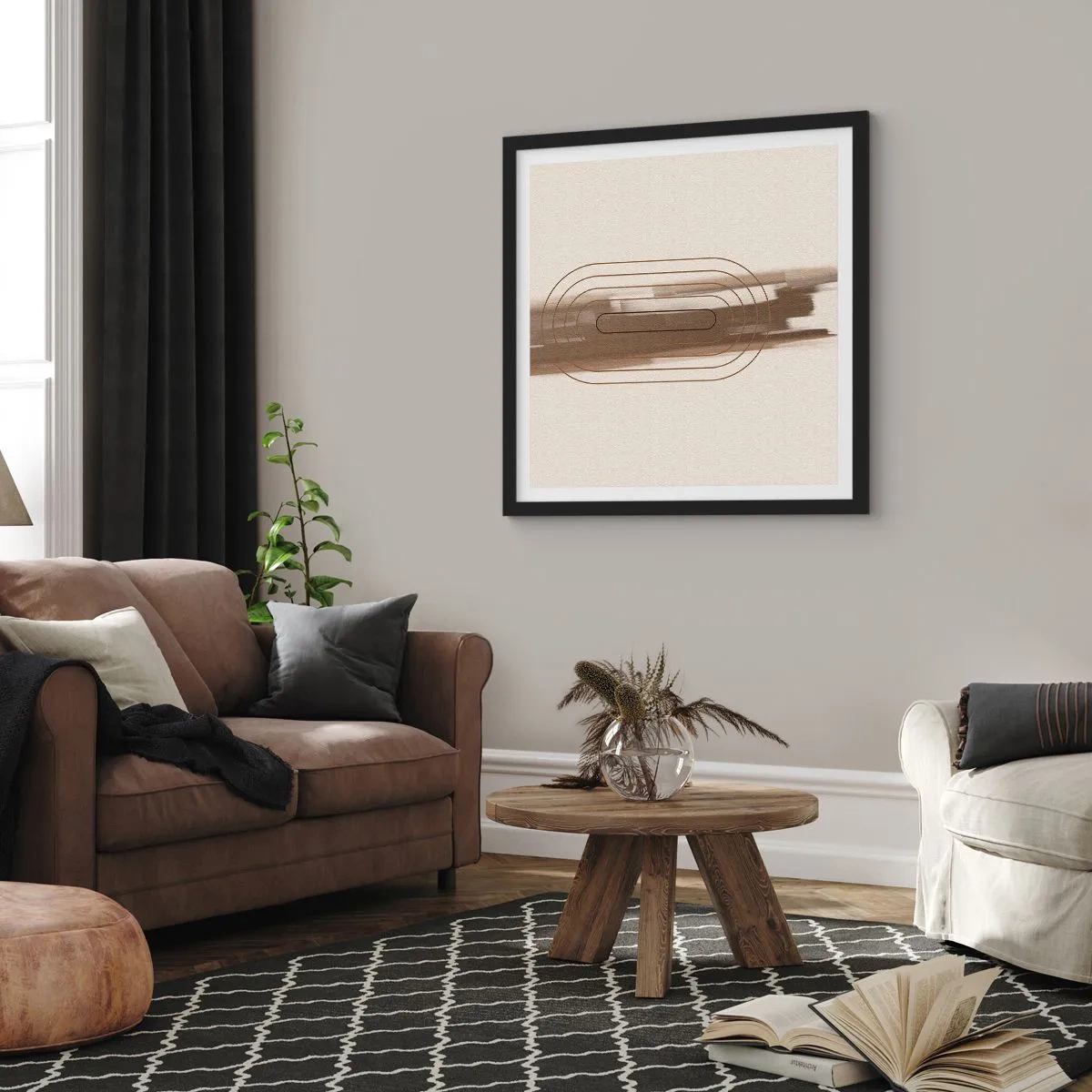 Pôster com moldura preta - Um sopro de cinza - 60x60 cm