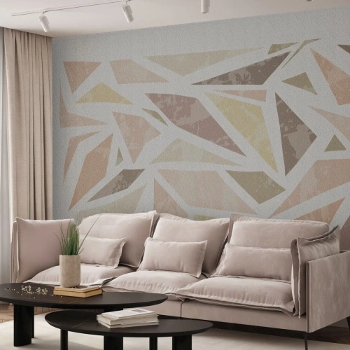 Papel de Parede Premium Canvas - Composição de vitral - Minimalismo, Pastel, Boho - 500x350 cm