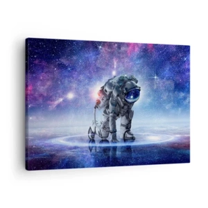 Quadro em tela - Astronauta em uma paisagem galáctica - 70x50cm - Céu estrelado acima de mim - Decoração de parede moderna para a sala de estar e quarto ARTTOR