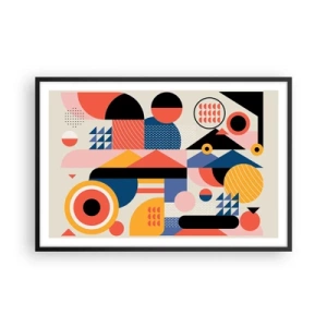 Pôster com moldura preta - Composição: brincar - 91x61 cm