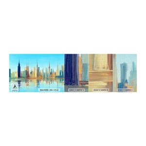 Amostra de papel de parede Premium Canvas - Uma metrópole ensolarada - Cidade, Arquitetura, Pedaço - 100x30 cm