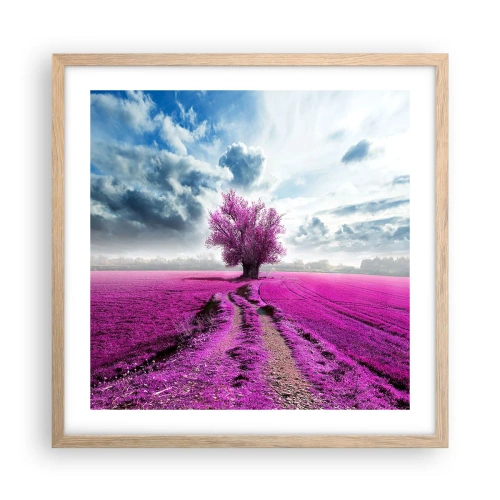 Pôster com moldura de carvalho claro - Charmosa charneca - 50x50 cm