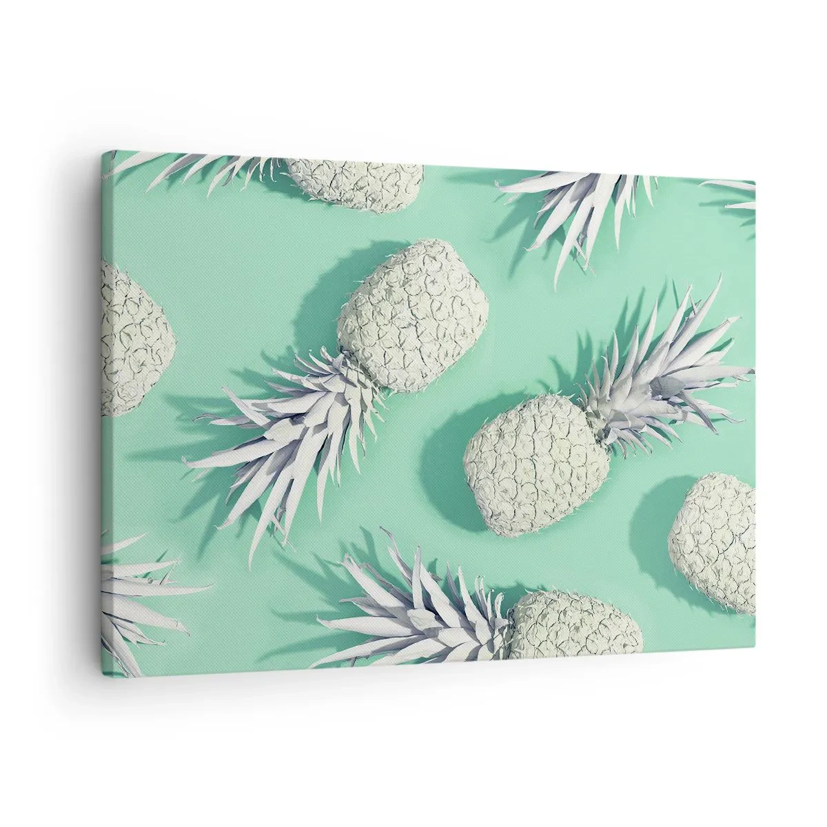 Quadro em tela - Abacaxis brancos em fundo pastel em estilo minimalista - 70x50cm - Vão muito bem com a hortelã - Decoração de parede moderna para a sala de estar e quarto ARTTOR