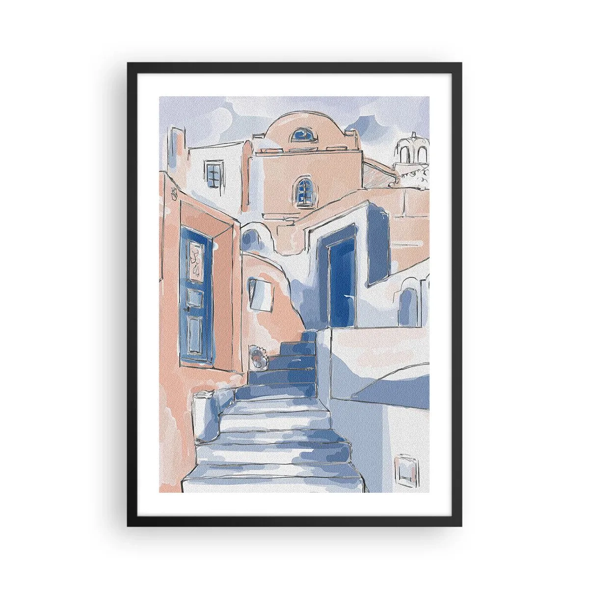 Pôster com moldura preta - Cidade exótica - 50x70 cm