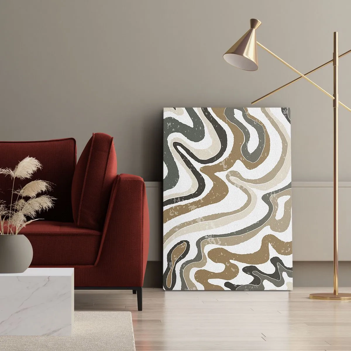 Quadro em tela - Meandros de cores da terra - 50x70 cm