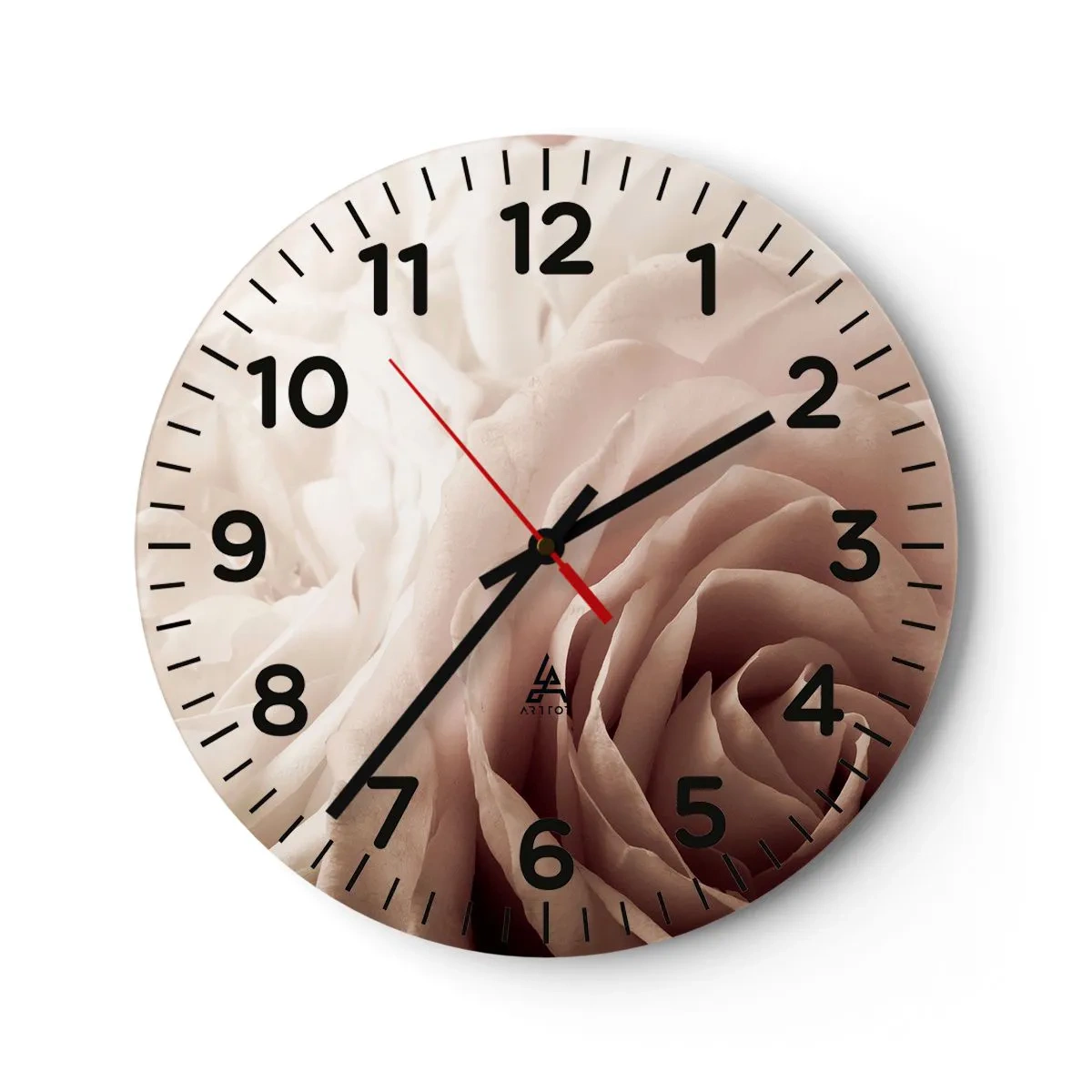 Relógio de parede - Relógio em vidro - No coração de uma rosa - 30x30 cm