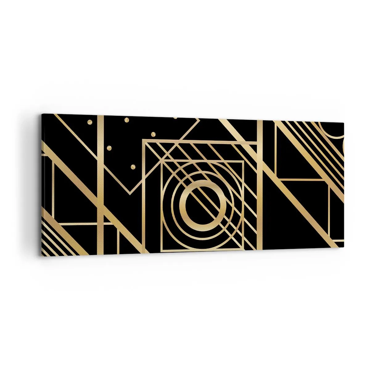 Quadro em tela - Geometria dourada - 120x50 cm