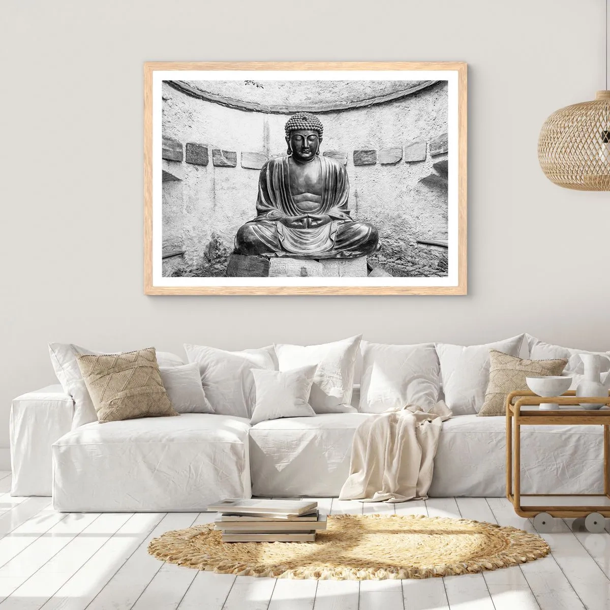 Pôster com moldura de carvalho claro - Na fonte da paz - 100x70 cm