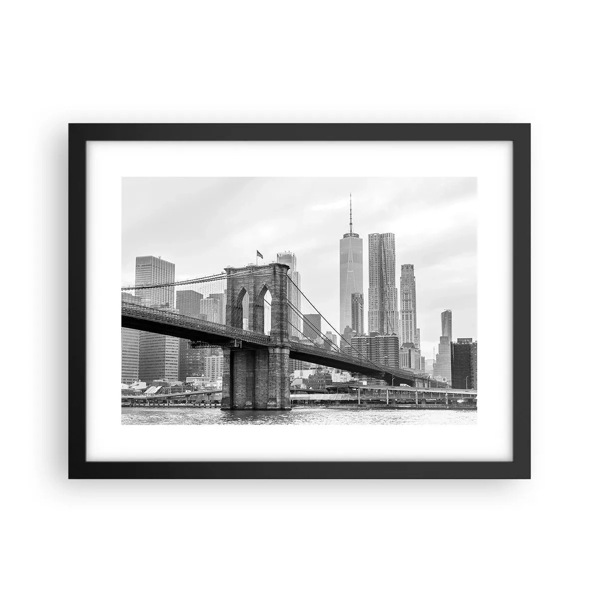 Pôster com moldura preta - Vibrações de Nova York - 40x30 cm